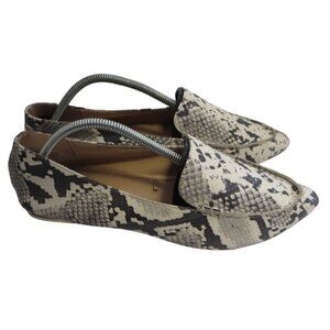 Express Snake Loafers Cream White Black Pointed Toe Slip On Womens Size 10